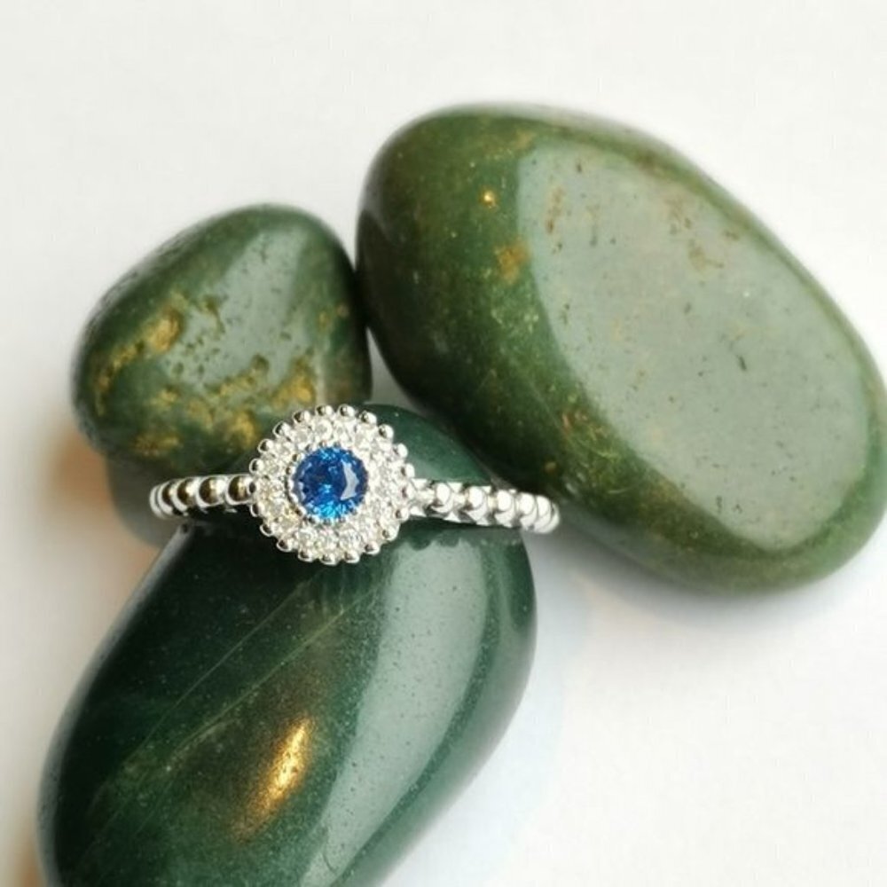 Natural Sapphire Cz Ring In Sterling Silver 32$